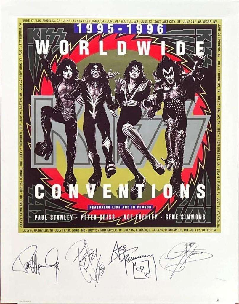 KISS Group Signed 1995–1996 Worldwide 33” x 26” Poster (4 Sigs) (Third Party Guara (1 of 6)