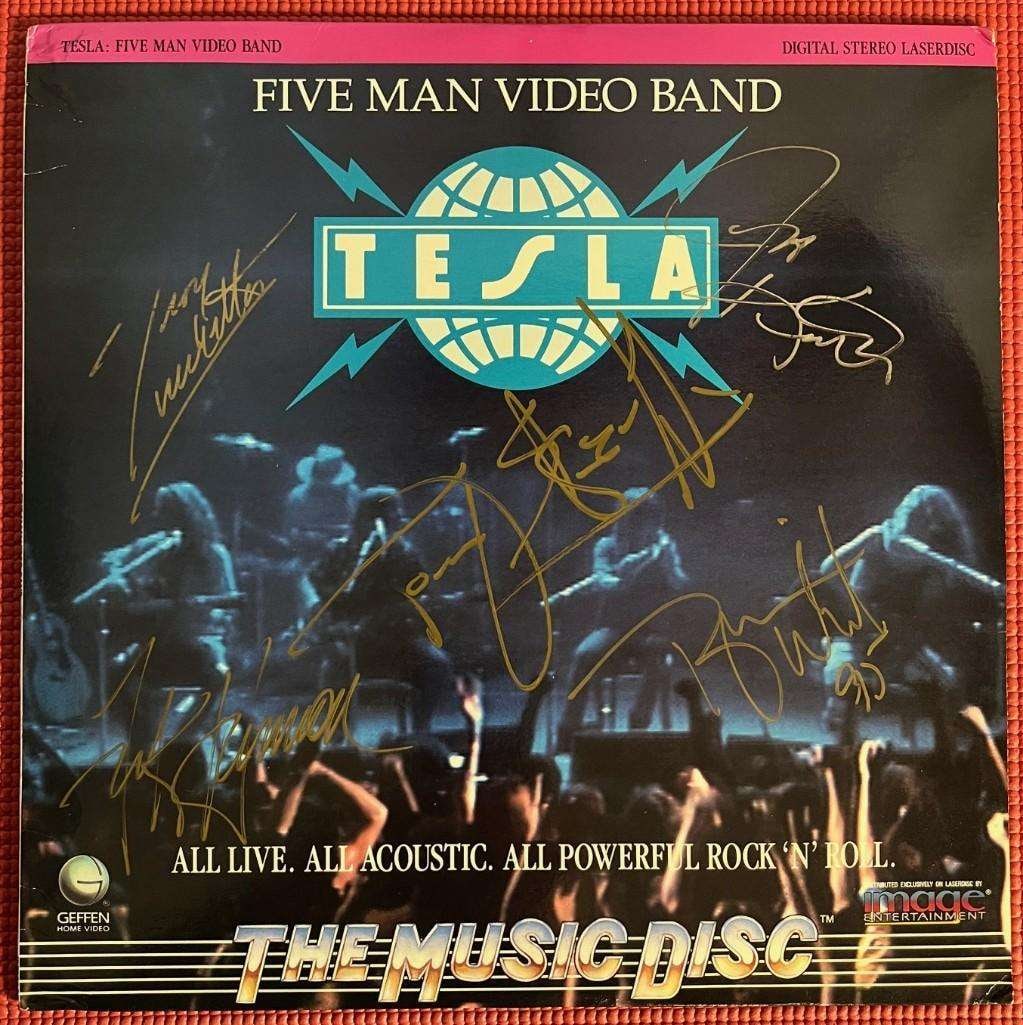 Tesla Fully Group Signed "Five Man Video Band" Laser Disc Cover (5 Sigs) (JSA LOA) (1 of 7)