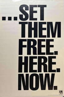 The Police: Sting "Set Them Free" 1985 A&M Records Promo 36" x 24" Poster: Original 36" x 24" promotional poster for Sting's 1985 single "If You Love Somebody Set Them Free," released by A&M Records. Design features bold black typography on cream background. AM2738 &#169; 19