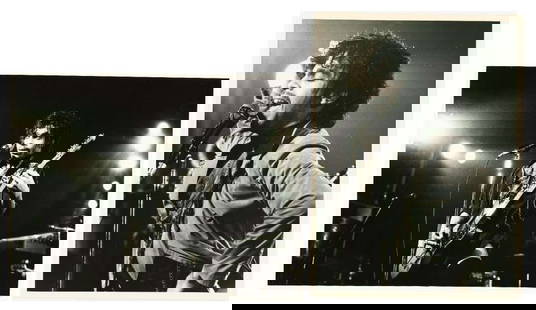Prince Vintage Original 8" x 10" Barry Plummer Photographs (Lot of 2): Pair of original vintage black-and-white photographs of Prince, measuring 10" x 8" and 8" x 10", each captured live on stage during electrifying performance moments. Both are original gelatin silver p