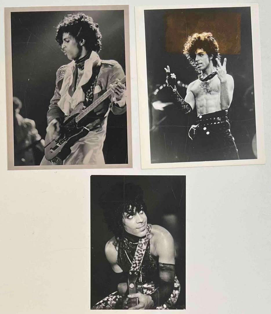 Prince Vintage Original 1980s Performance Photographs with Press Stamps Set of Three (1 of 2)