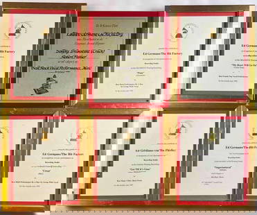 Aerosmith, Celine Dion, Janet Jackson, Santana, TLC, Robert Palmer Grammy Cert Lot (6) (Hit Factory): Group of six original Grammy Award participation certificates presented to Ed Germano/The Hit Factory for contributions as the recording studio on several iconic Grammy-winning recordings. Includes ce