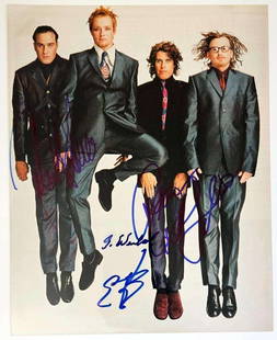 Stone Temple Pilots Fully Group Signed 10" x 8" Photo (4 Sigs) (Third Party Guaranteed): Vibrant 10" x 8" photo of iconic rock band Stone Temple Pilots, boldly signed by all four original members: Scott Weiland, Robert DeLeo, Dean DeLeo, and Eric Kretz. Featuring a dynamic band image with
