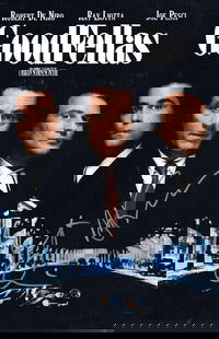 Goodfellas: Martin Scorsese & Robert DeNiro In-Person Signed 17" x 11" Photo of Poster (ACOA): Fantastic 17" x 11" poster-style photo for the iconic 1990 film Goodfellas, boldly signed by legendary director Martin Scorsese and&#160;Robert DeNiro in silver felt tip marker. The signatures stand o