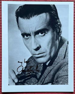 Christopher Lee 10" x 8" Signed Photo (JSA): Glossy black-and-white 10" x 8" headshot photo of Christopher Lee in a striking, intense pose, signed boldly in black ink, “my best, Christopher Lee.” In fine condition. Authenticated by J