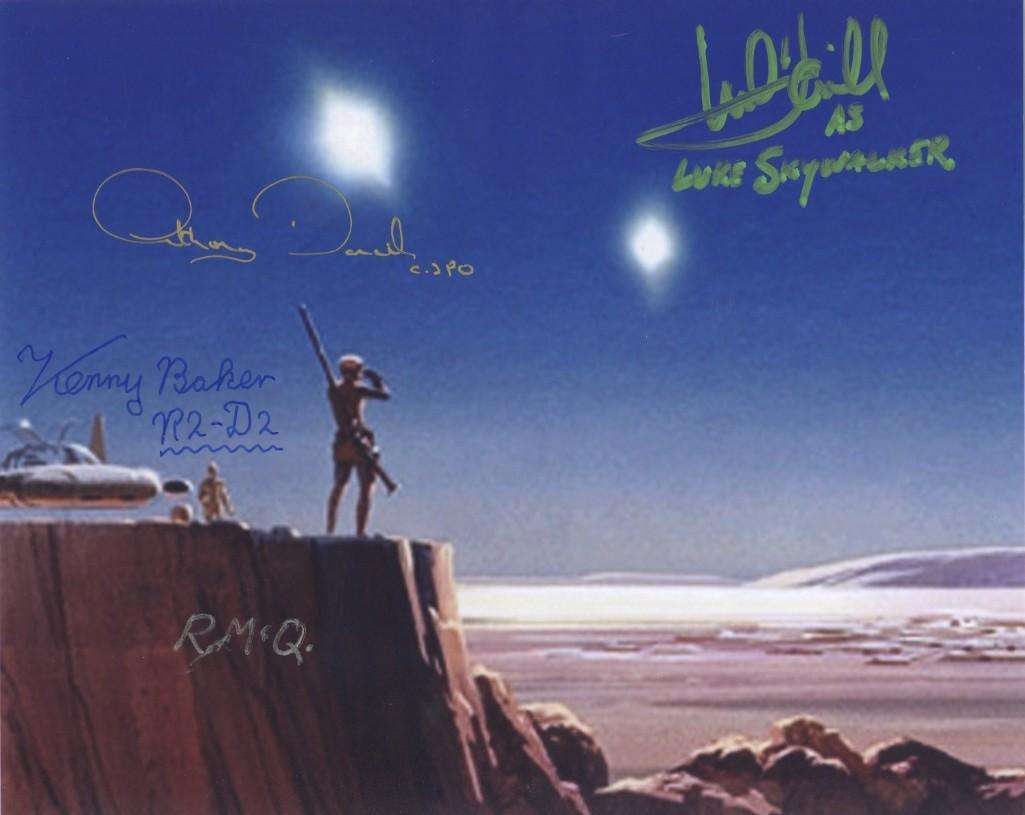 Star Wars: Mark Hamill, Anthony Daniels, Kenny Baker & McQuarrie Signed 8" x 10" Photo (BAS) (1 of 1)