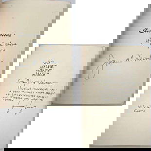 James Michener & James Jones Pair of Signed Books (Third Party Guaranteed): Pair of signed books by celebrated American novelists James Jones and James Michener. 1.) Go to the Widow-Maker by James Jones. Signed and inscribed on the half title page in black ink, "For Bedie & W