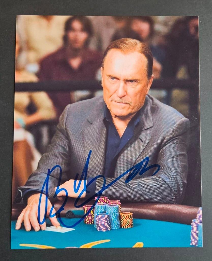 Robert Duvall Signed 10" x 8" Photo (Third Party Guaranteed): Color 10" x 8" photo signed in blue felt tip marker by actor Robert Duvall from the film "Lucky You." In fine condition. Obtained in-person. Provenance Eaton & Brennan Auctions guarantees this lo