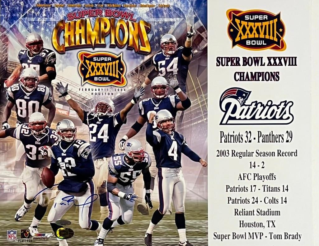 Tom Brady Signed 16” x 20” New England Patriots 2003 Superbowl Photo (Tristar Authentica (1 of 3)