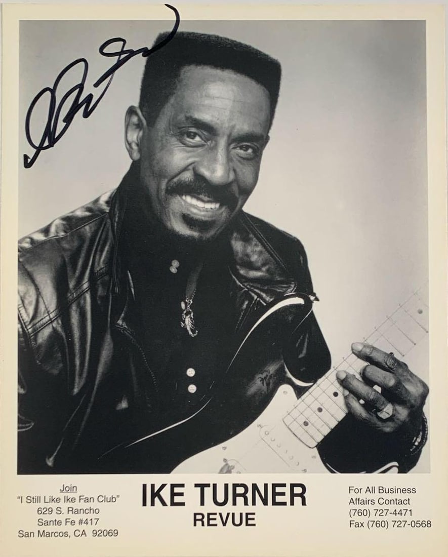 Ike Turner Signed "I Still Like Ike Fan Club" 10" x 8" Cardstock Photo (Beckett/BAS Authentication): Black-and-white 10" x 8" "I Still Like Ike Fan Club" promotional cardstock photo signed in black felt tip marker by musician Ike Turner. In fine condition. Authenticated by Beckett/BAS, with their off