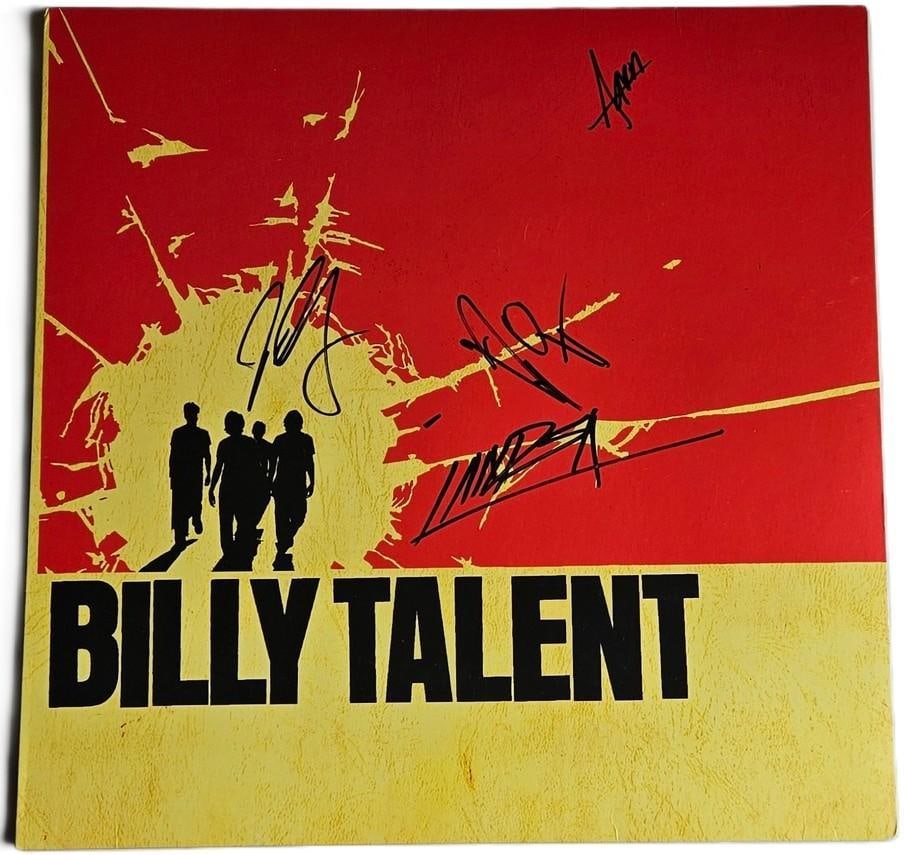 Billy Talent Original Full Lineup Signed “Billy Talent” Album (4 Sigs) (Third Party Guar: “Billy Talent” album signed on the cover in black felt tip marker by Billy Talent original lineup bandmembers Ben Kowalewicz, Ian D’Sa, Jon Gallant, and Aaron Solowoniuk. Measuring