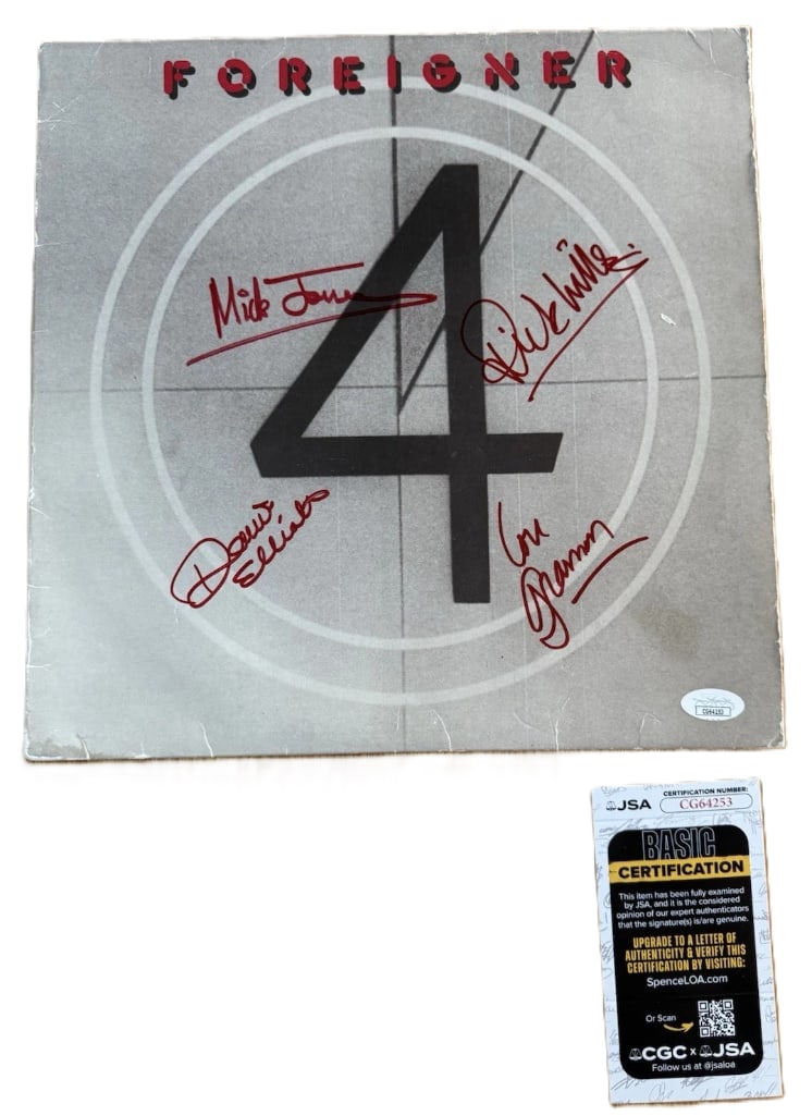 Foreigner Group Signed "4" Album (4 Sigs) (JSA Authentication) (1 of 3)