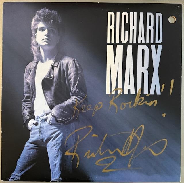 Richard Marx Signed “Richard Marx” LP Album (Third Party Guaranteed): “Richard Marx” LP album signed on the cover in gold felt tip marker by musician Richard Marx, who also inscribed the message “Keep Rocking!” before his signature. Measuring app