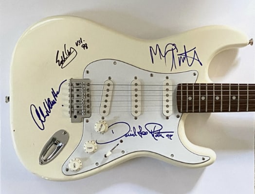Van Halen Fully Group Signed Fender Squier Stratocaster Guitar (4 Sigs) (JSA Authentication) (1 of 8)