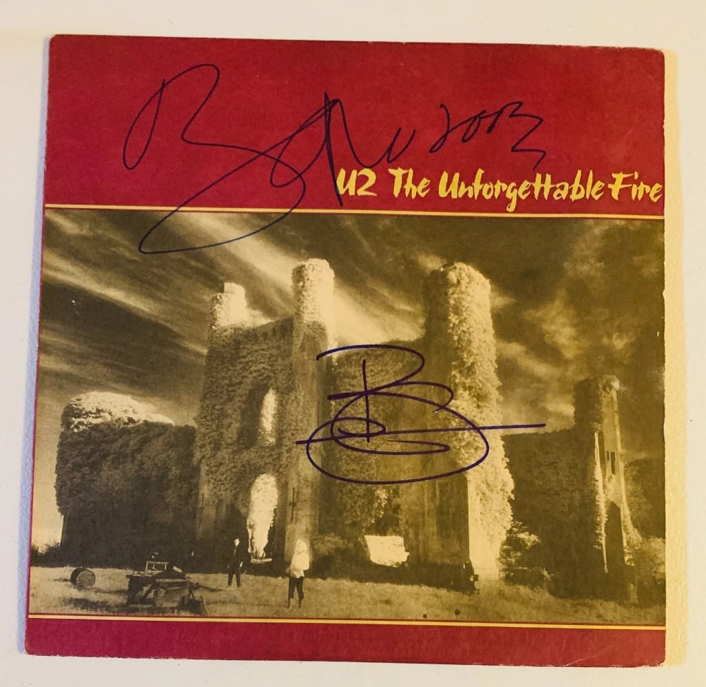 U2: Bono, Eno & Blackwell Signed "The Unforgettable Fire" LP Album (3 Sigs) (Beckett) (1 of 3)