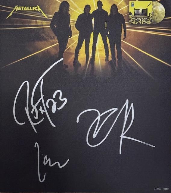 Metallica Group Signed 14" x 12.5" "72 Seasons" Plastic Store Promo (3 Sigs) (JSA Authentication) (1 of 2)