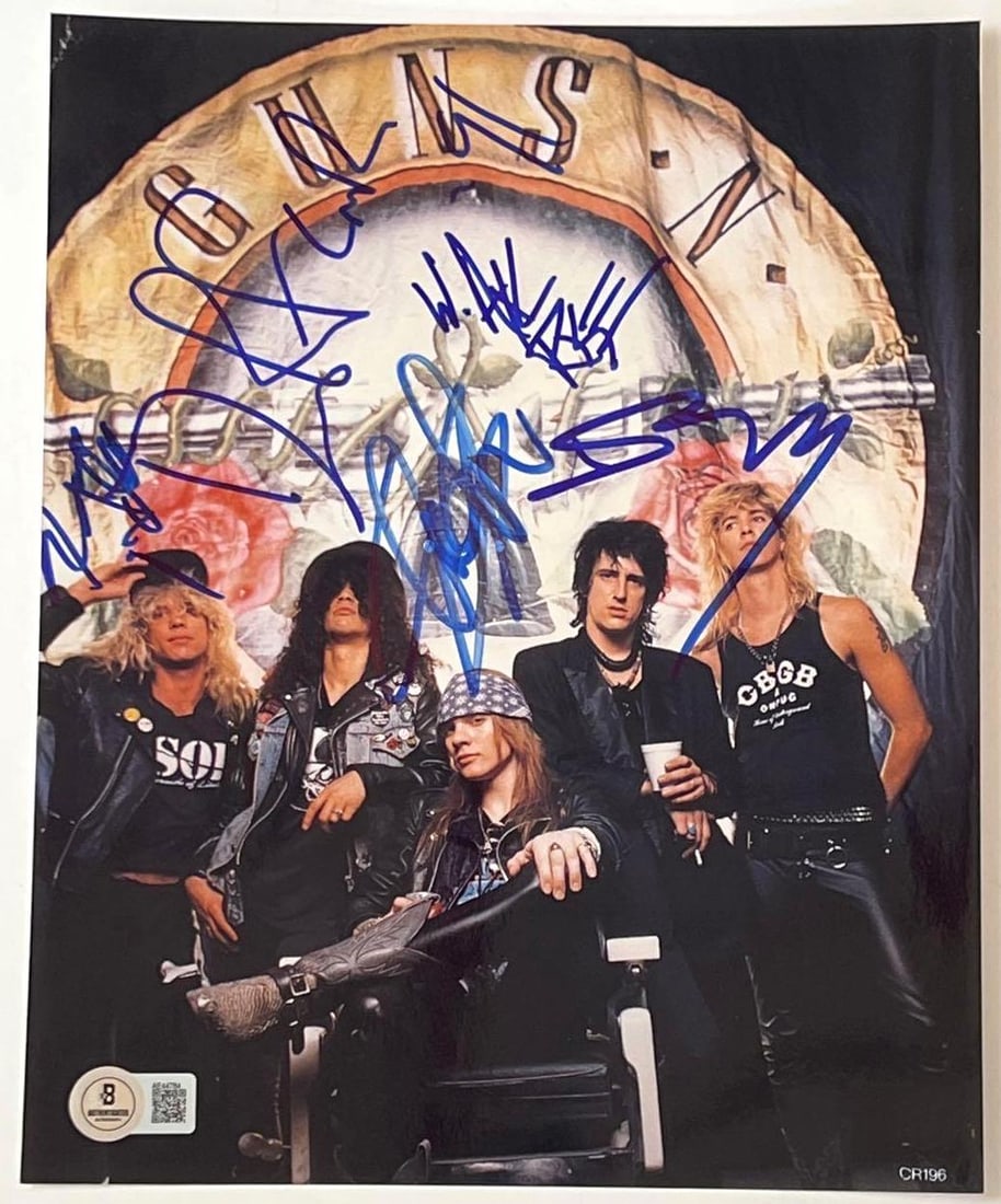 Guns N' Roses Fully Group Signed 10" x 8" Photo (5 Sigs) (Beckett/BAS Authentication) (1 of 3)