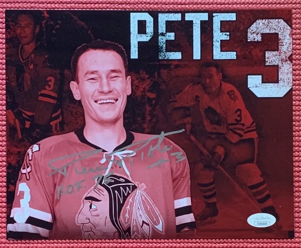 Pierre Pilote Signed 8" x 10" Chicago Blackhawks Photo (JSA Authentication) (1 of 3)