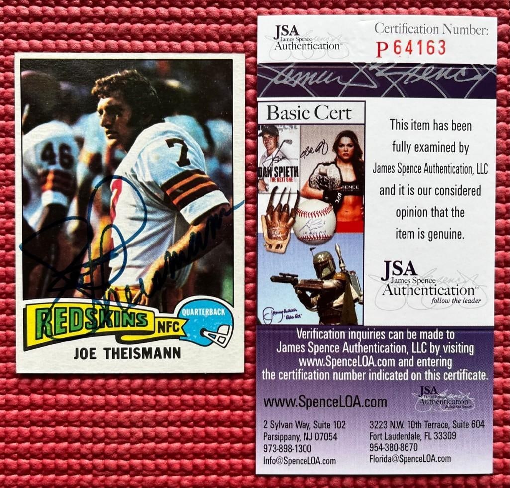 Joe Theismann Signed 3.5" x 2.5" Rookie Card (JSA Authentication) (1 of 3)