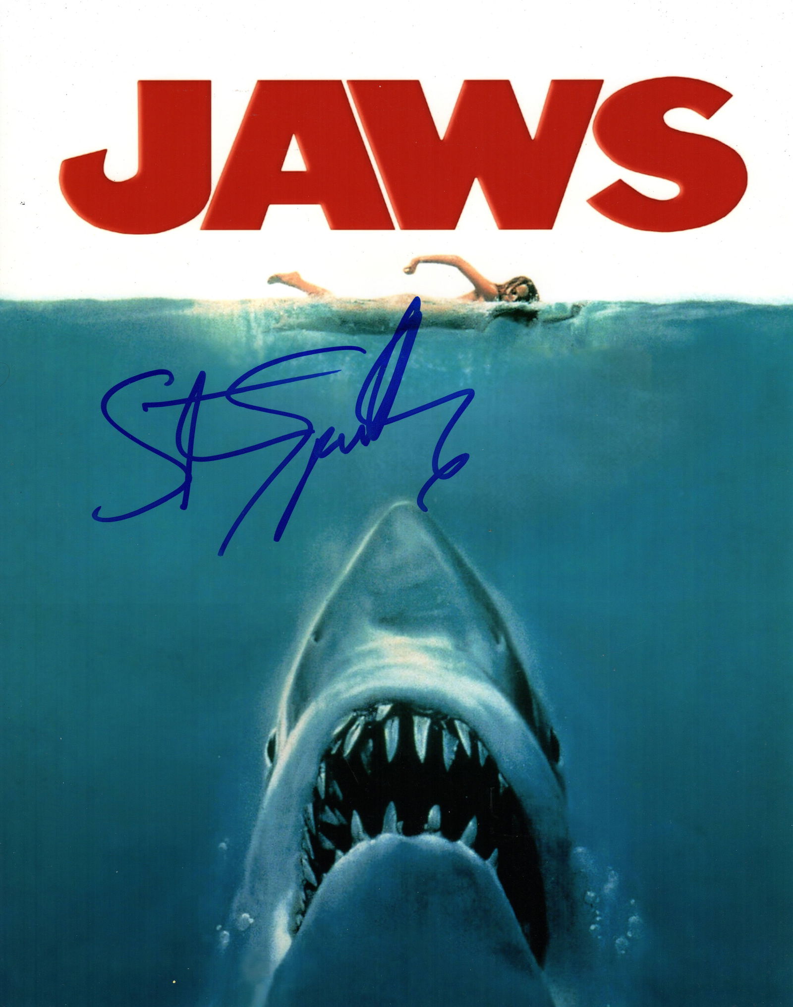 Steven Spielberg Signed 14" x 11" "Jaws" Poster Photo (ACOA Authentication) (1 of 1)