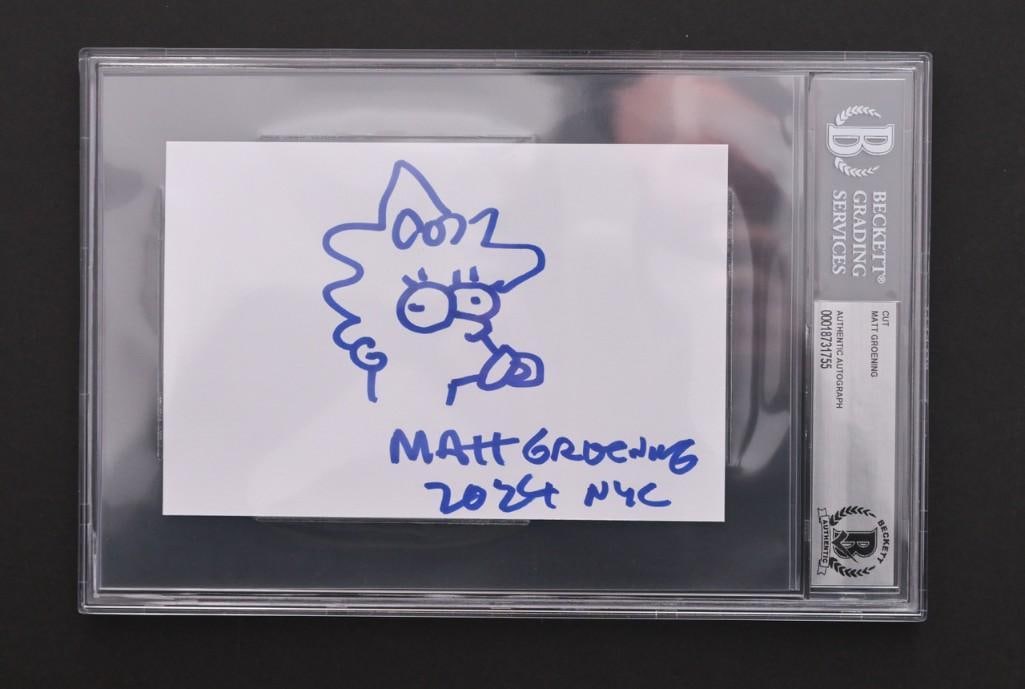 The Simpsons: Matt Groening Hand-Drawn 4" x 6" Maggie Simpson Sketch (Beckett) (1 of 1)