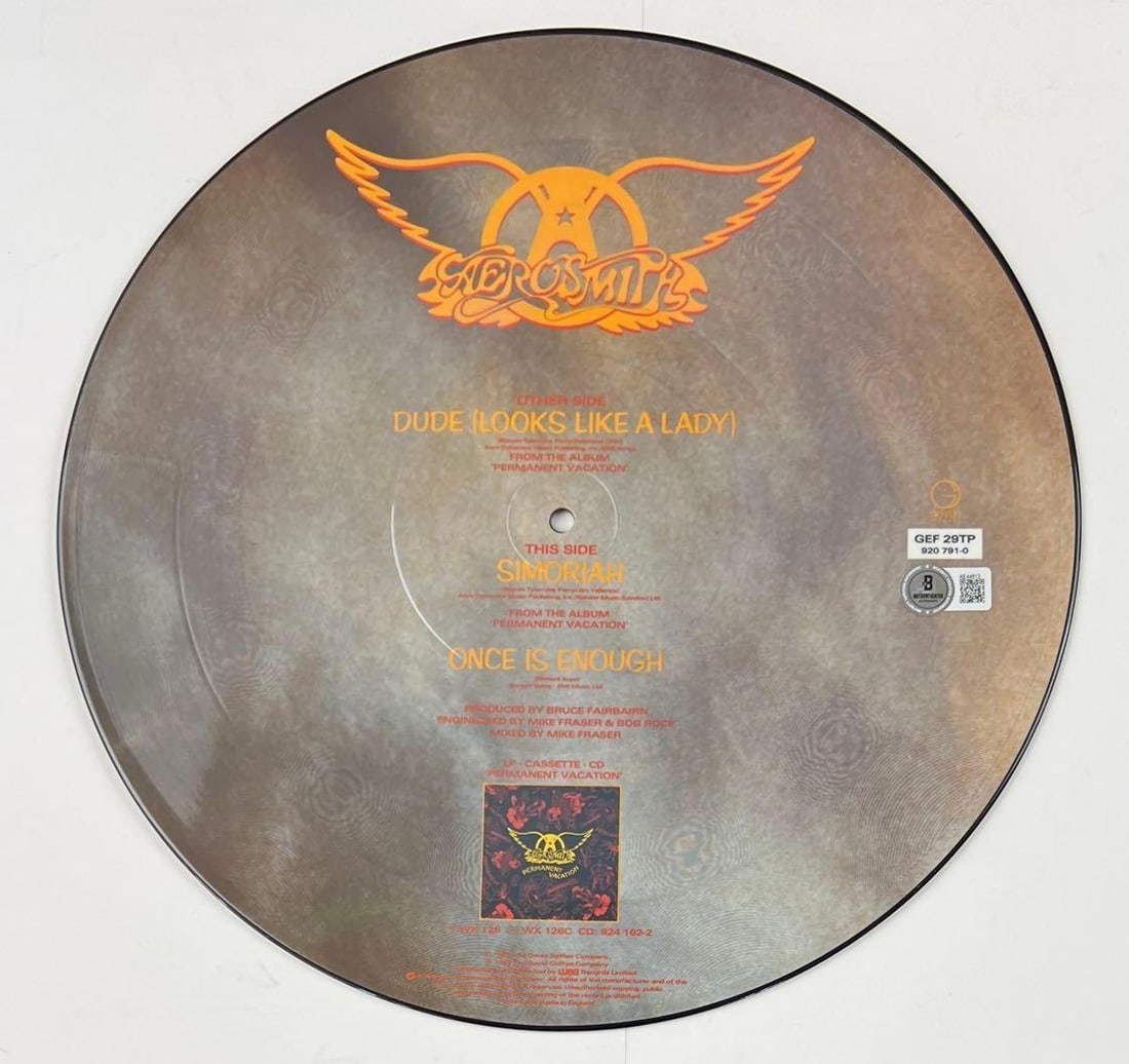 Aerosmith Fully Group Signed "Dude (Looks Like a Lady)" Picture Disc (5 Sigs) (BAS) - 4