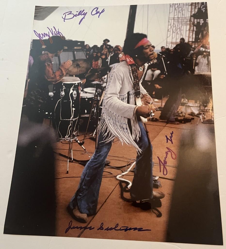 Jimi Hendrix Woodstock 1969 Bandmates Signed 14" x 11" Photo (4 Sigs) (Third Party Guaranteed) (1 of 1)