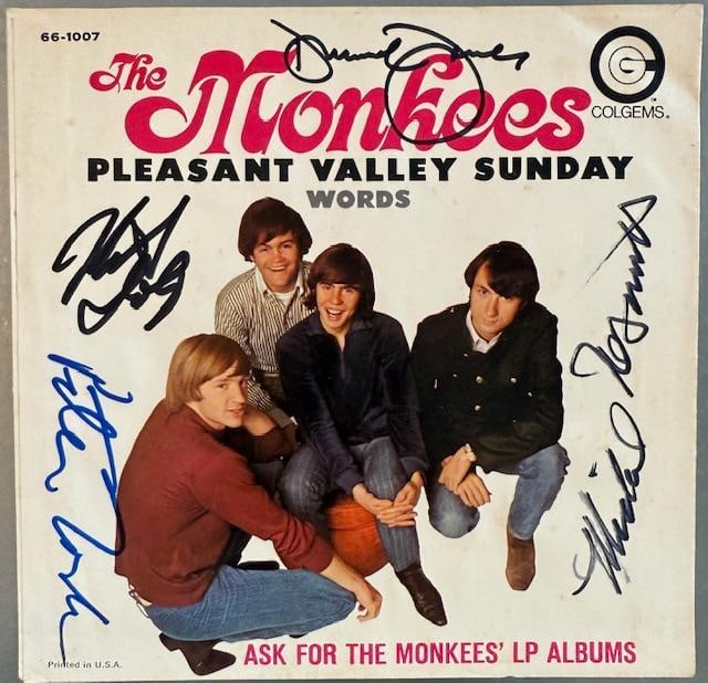 The Monkees Fully Group Signed “Pleasant Valley Sunday” 45 (4 Sigs) (Epperson) (1 of 4)