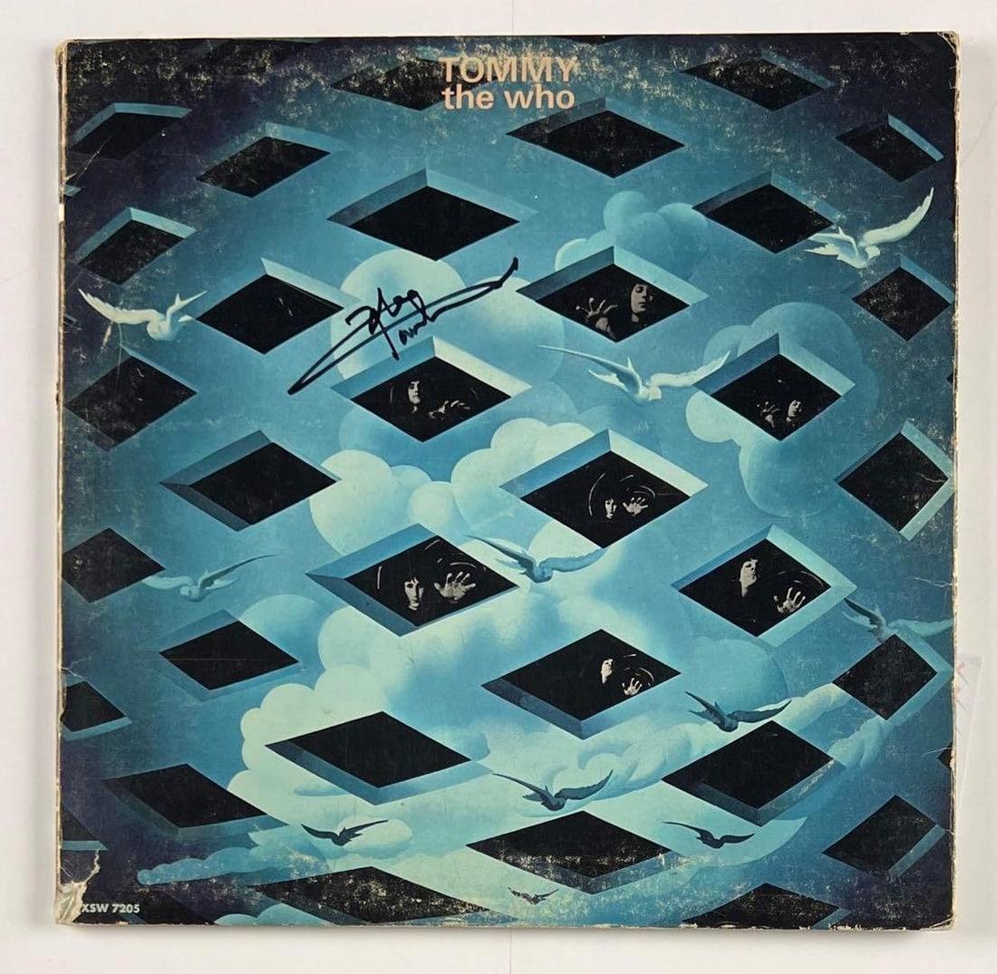 The Who: Pete Townsend Signed "Tommy" Double Album (Beckett/BAS Authentication): "Tommy" double album signed on the cover in black felt tip marker by The Who band member Pete Townsend. Measuring approximately 12" x 12" and in very good condition, with some signs of scattered wear,