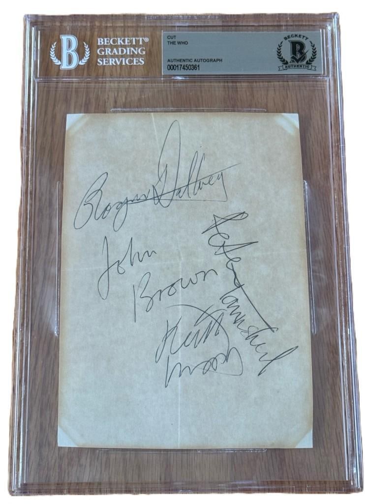 The Who Original Lineup Fully Group Signed Slabbed Album Page (4 Sigs) (Beckett/BAS Authentication) (1 of 1)
