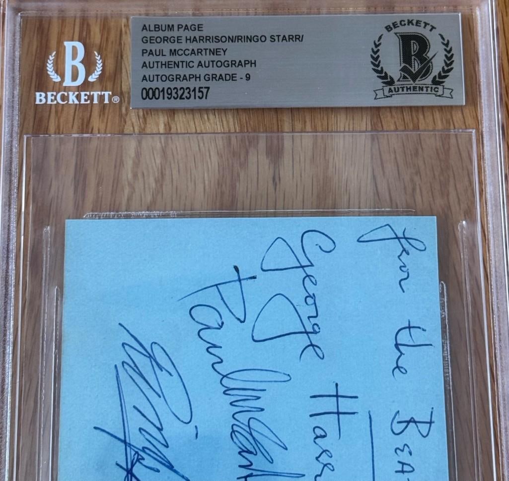 The Beatles Group Signed Slabbed Album Page (3 Sigs) (Beckett/BAS Authentication) - 3