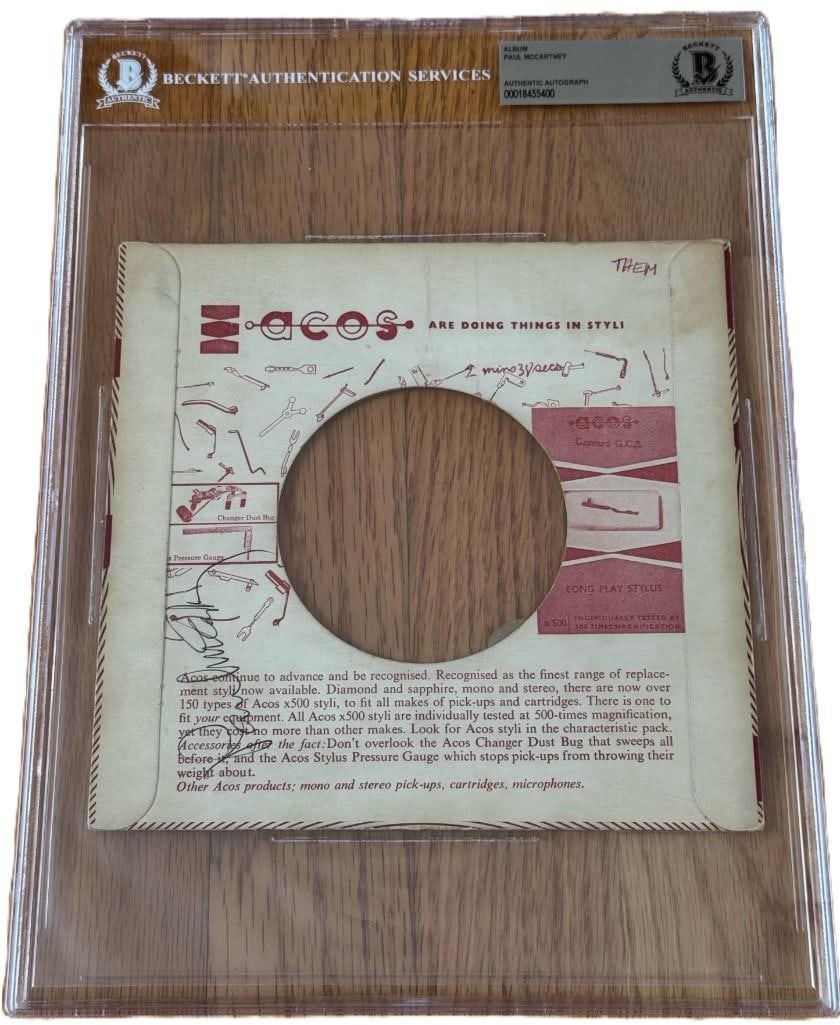 The Beatles: Paul McCartney Signed Slabbed "I Want to Hold Your Hand" 45 Album Cover (Beckett Auth.) (1 of 4)
