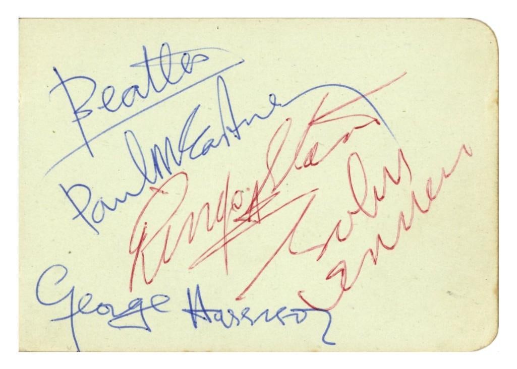 The Beatles Fully Group Signed Autograph Album Page in Original Book (4 Sigs) (Tracks COA) (1 of 2)