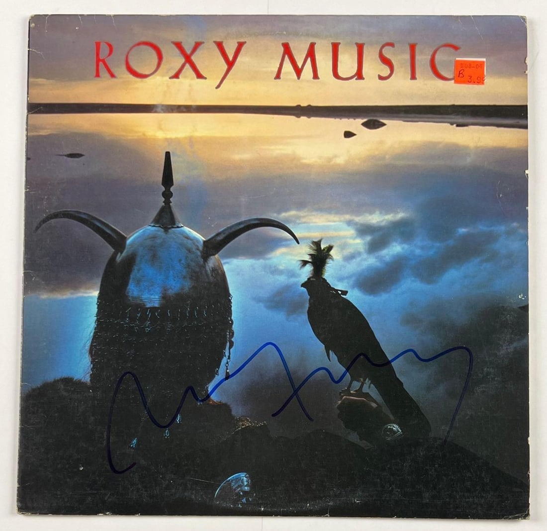 Roxy Music: Bryan Ferry Signed "Avalon" Album (Beckett/BAS Authentication): "Avalon" album signed on the cover in blue felt tip marker by Roxy Music band member Bryan Ferry. Measuring approximately 12" x 12" and in very good condition, with some signs of scattered wear. Recor