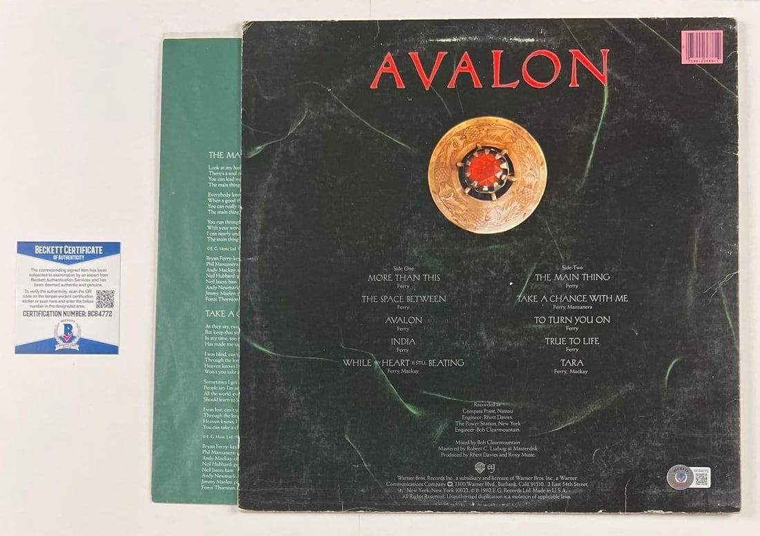 Roxy Music: Bryan Ferry Signed "Avalon" Album (Beckett/BAS Authentication) - 2