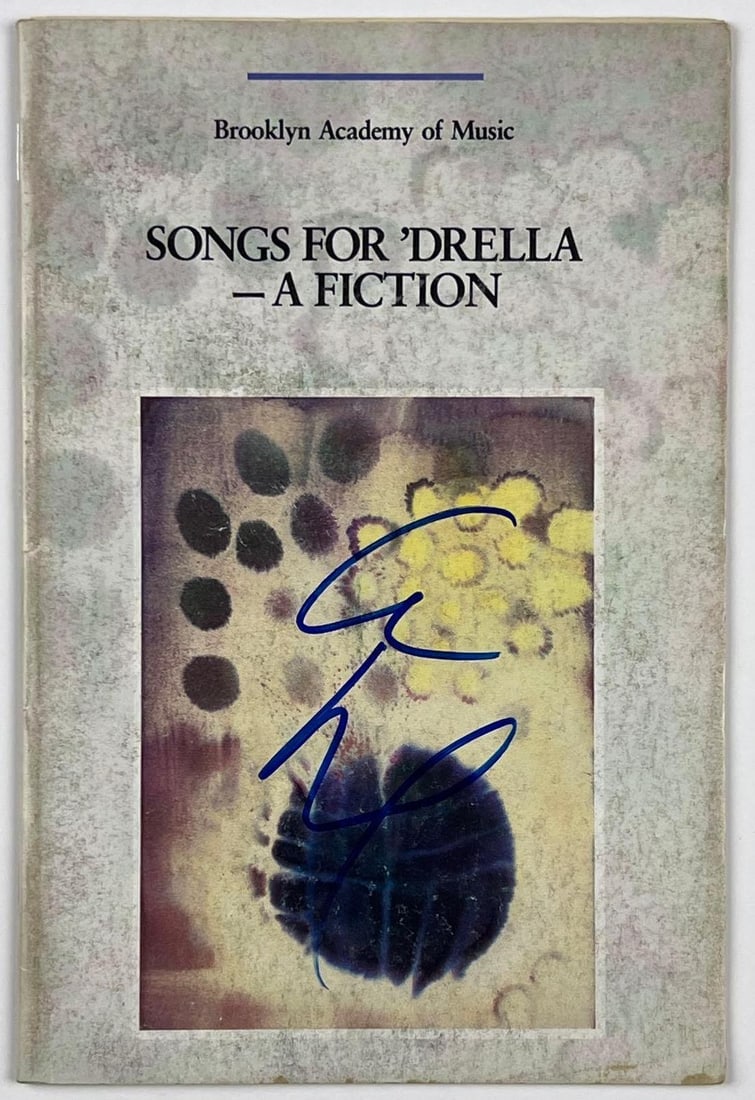 Lou Reed Signed "Songs for 'Drella-- A Fiction" Playbill (Beckett/BAS Authentication): Color 8.5" x 5.5" "Songs for 'Drella" playbill signed on the cover in blue felt tip marker by musician Lou Reed. In fine condition. Accompanied by a Beckett/BAS certification (#BC72325).