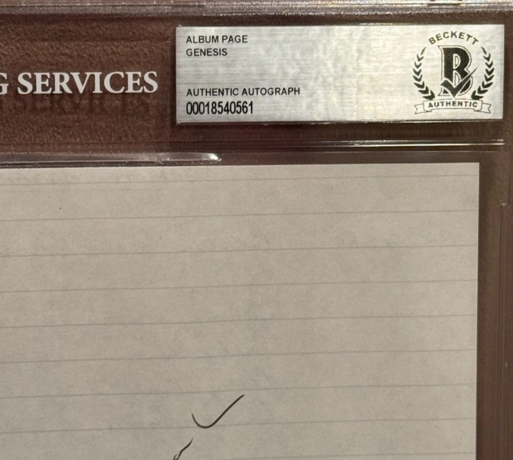 Genesis Group Signed Slabbed 10" x 7.5" Album Page (5 Sigs) (Beckett/BAS Authentication) - 2