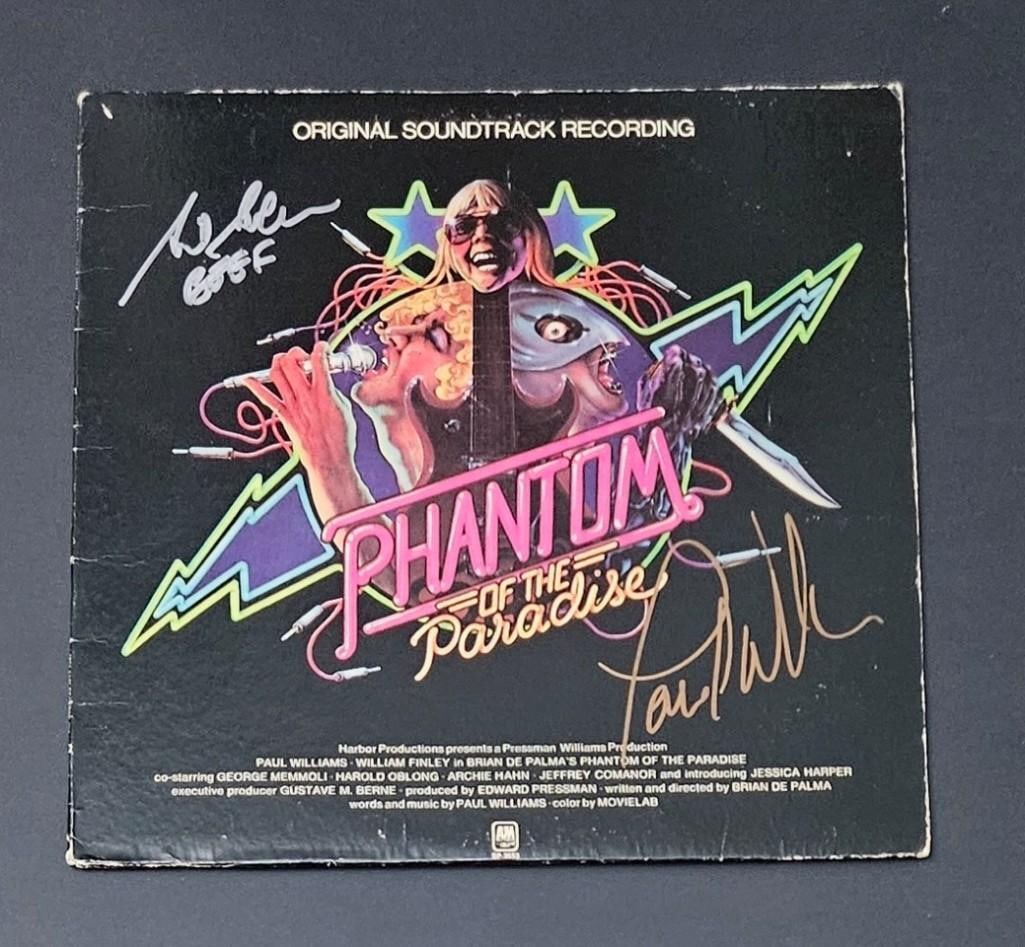 Paul Williams & Gerrit Graham Signed "Phantom of the Paradise" Soundtrack Album (2 Sigs) (TPG): "Phantom of the Paradise" soundtrack album signed on the cover in silver and gold felt tip marker by musicians Paul Williams and Gerrit Graham. Measuring approximately 12" x 12" and in very good