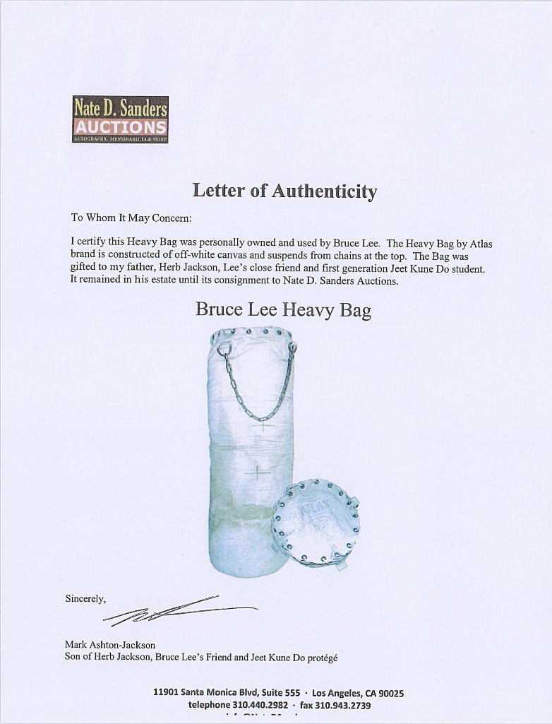 Bruce Lee Swatch from Personally Used Jeet Kune Do Training Bag (CAG Encapsulated) - 5