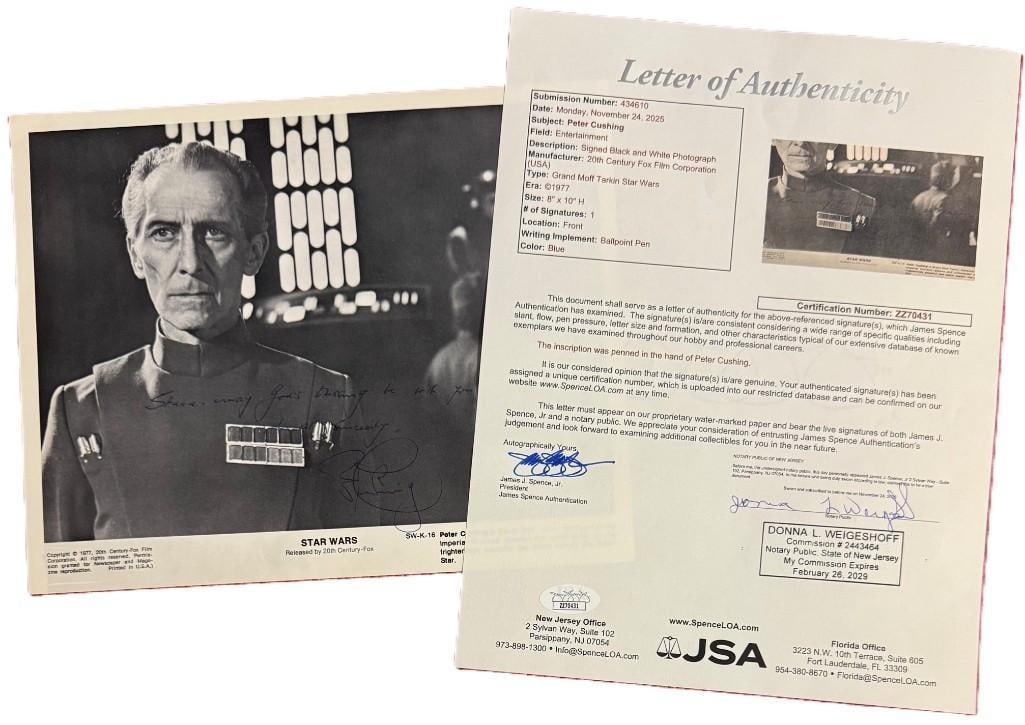 Star Wars: Peter Cushing Signed 8" x 10" Photo as Grand Moff Tarkin (JSA Authentication) - 5