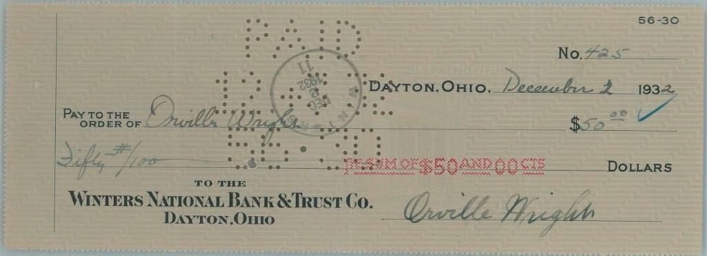 Orville Wright Twice-Signed 1932 Check (PSA/DNA NM-MT 8) - 5