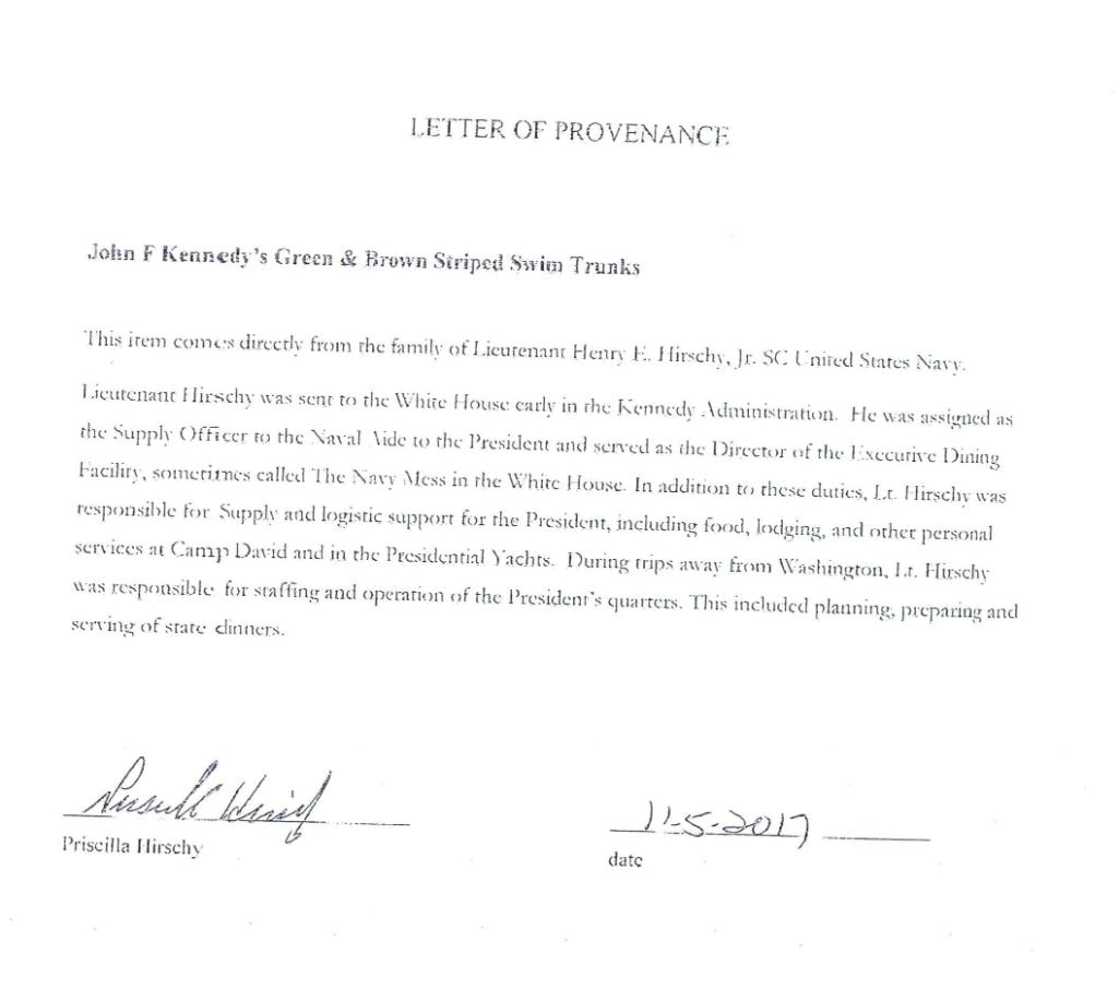 John F. Kennedy Swatch from Personally Worn Swim Trunks (CAG Encapsulated) - 4