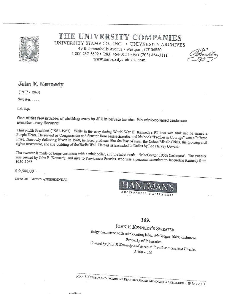 John F. Kennedy Swatch from Mink-Collared Cashmere Sweater (CAG Encapsulated) - 3