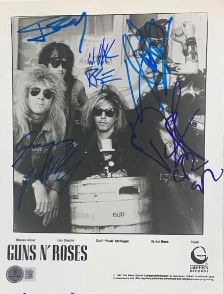 Guns N' Roses Fully Group Signed 10" x 8" Promo Photo (5 Sigs) (Beckett/BAS Authentication) (1 of 5)