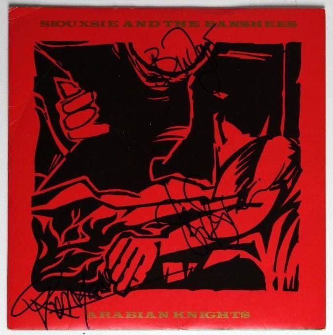 Siouxsie and the Banshees Group Signed “Arabian Knights” 45 (3 Sigs) (JSA Authentication: “Arabian Knights” 45 signed on the cover in blue felt tip marker by Siouxsie and the Banshees band members Siouxsie Sioux, Steven Severin, and Budgie. Measuring approximately 7” x 7&
