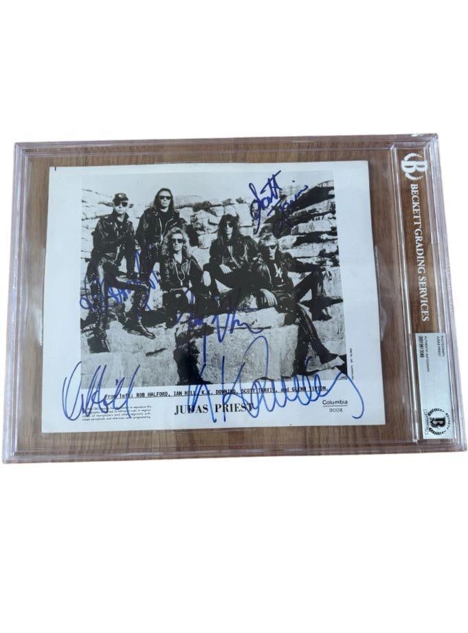 Judas Priest Fully Group Signed Slabbed 8" x 10" Promo Photo (5 Sigs) (Beckett/BAS) (1 of 3)