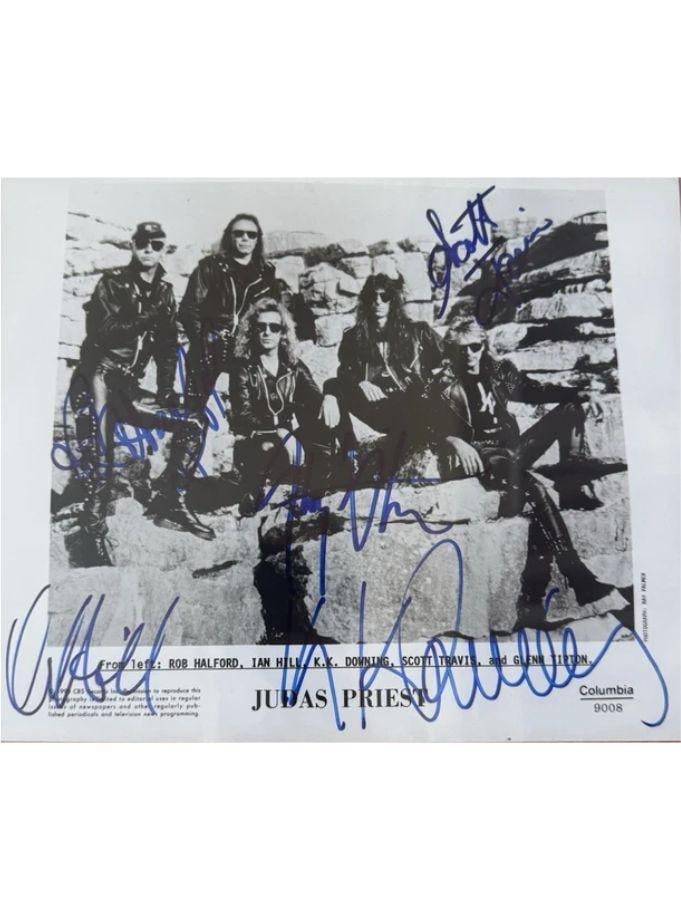 Judas Priest Fully Group Signed Slabbed 8" x 10" Promo Photo (5 Sigs) (Beckett/BAS) - 2