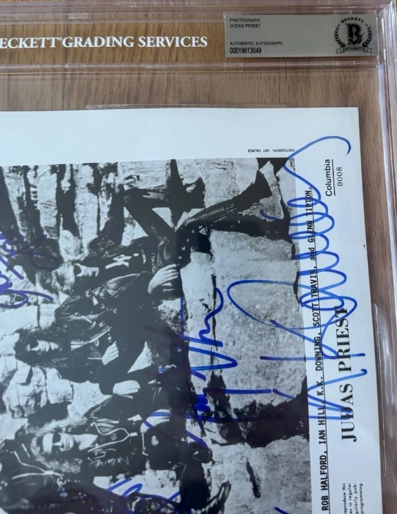 Judas Priest Fully Group Signed Slabbed 8" x 10" Promo Photo (5 Sigs) (Beckett/BAS) - 3