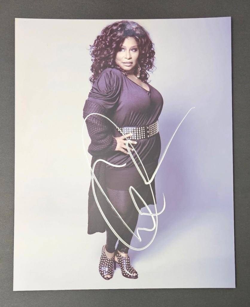 Chaka Khan Signed 10" x 8" Photo (Third Party Guaranteed): Color 10" x 8" photo signed in silver felt tip marker by musician Chaka Khan. In fine condition.ProvenanceEaton & Brennan Auctions guarantees this lot to pass Third-Party Authentication. Please