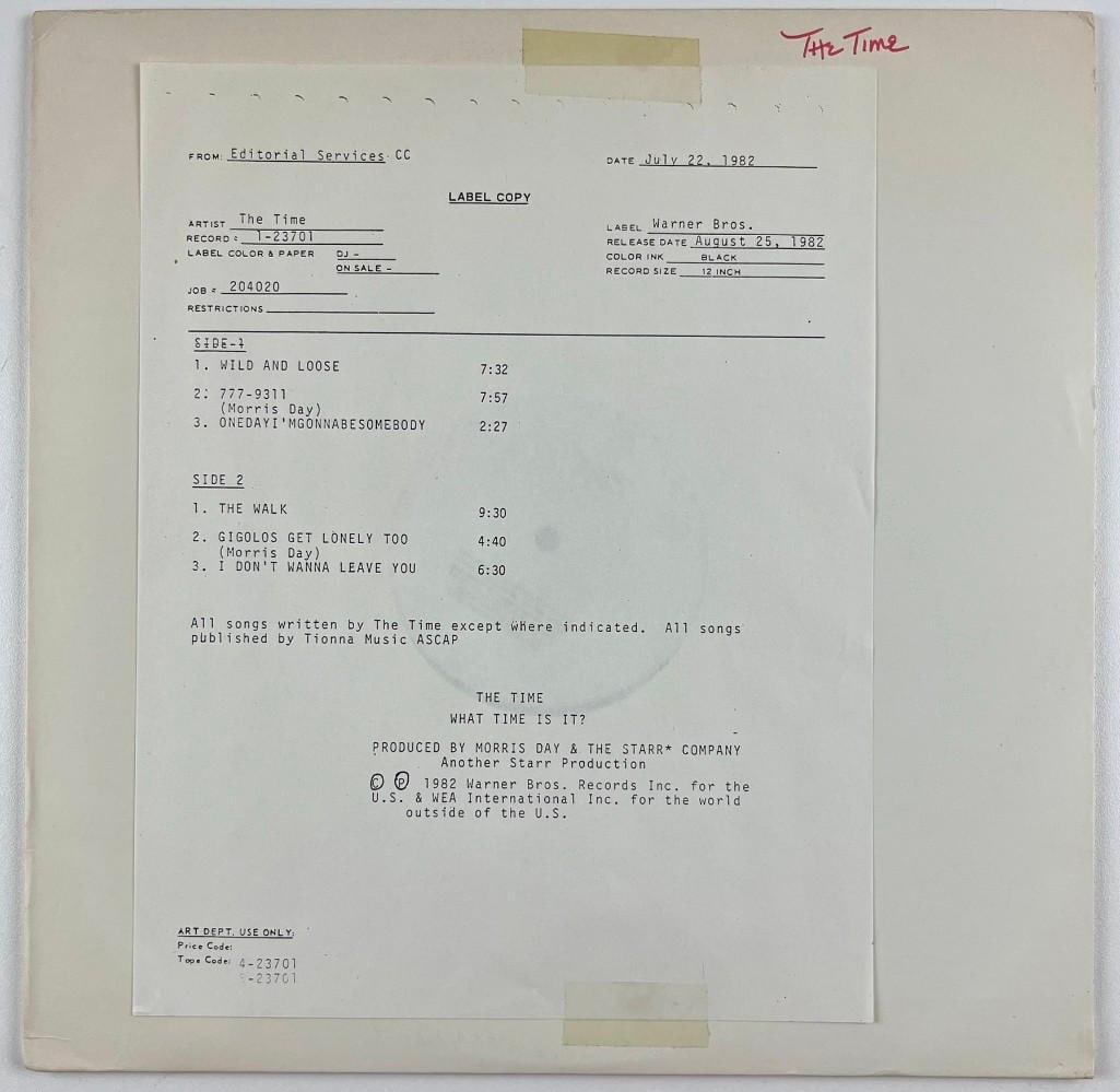 Prince: The Time Vintage "What Time Is It?" Original 1982 Acetate Disc (1 of 6)